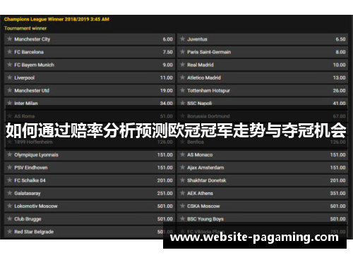 如何通过赔率分析预测欧冠冠军走势与夺冠机会 如何通过赔率分析预测欧冠冠军走势与夺冠机会
