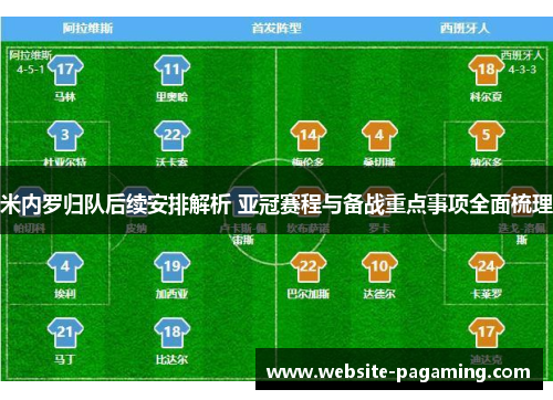 米内罗归队后续安排解析 亚冠赛程与备战重点事项全面梳理